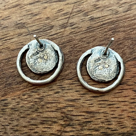 Vintage 925 Sterling Silver Round Open Cut Earrings - Picture 4 of 9